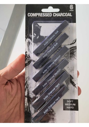 Pres Kömür Kalem Blok Füzen Kalemi 6lı Set Soft-medium-hard Eskiz Set Eskiz Set Compressed Charcoal
