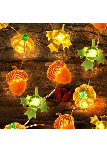 10ft 30 Led Balkabağı Akçaağaç Yaprağı Pil İle Çalışan Işık Dizisi Sonbahar Hasat Masası İç Mekan Dış Mekan Sonbahar Cadılar Bayramı Şükran Günü Parti Süslemeleri Hediyeler Çok Renkli