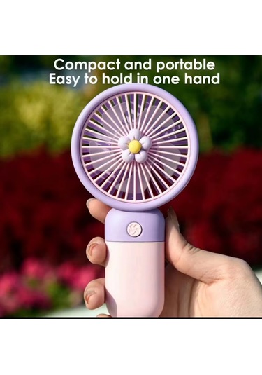 Avuç İçi Taşınabilir Şarjlı Mini Vantilatör El Fanı Mor-pembe Vnt-05