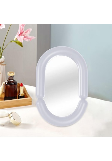 Homyl Düzensiz Makyaj Aynası Masa Üstü Aynası, Çok Yönlü Oval Şekil Beyaz