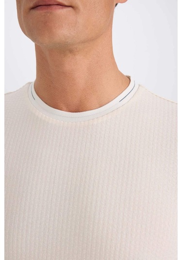 DeFacto Slim Fit Dar Kesim Bisiklet Yaka Kısa Kollu Krinkıl Kısa Kollu Tişört D7225AX25SPER85