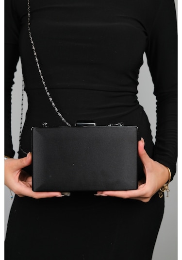 Luvishoes Dallas Siyah Saten Kadın Abiye Çanta Çok Renkli