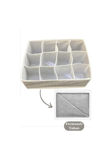 Onikiden 12 Bölmeli Çekmece İçi Düzenleyici, Çok Amaçlı Takı Çorap Kravat Eşarp Organizer Kutu Gri