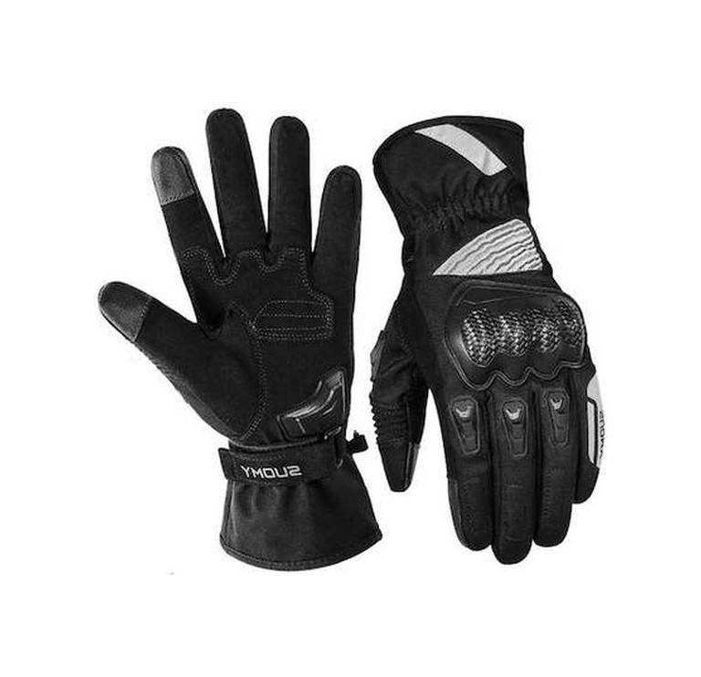 Fortunelane Kışlık Motosiklet Eldiveni: Su Geçirmez, Rüzgarı Yalıtcı, Uzun Boy, Dokunmatik Ekran Uyumlu, Siyah L