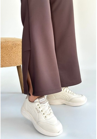 Yejja Bej Cilt Bağcıklı Spor Ayakkabı Çok Renkli