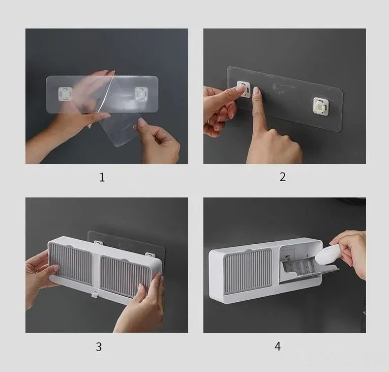 Konesam Duvar Montlu Sabunluk, Beyaz, İki Bölmeli, Deliksiz, Otomatik Sulama Çıkaran, Plastik, Banyo Ve Mutfak Uygun Beyaz