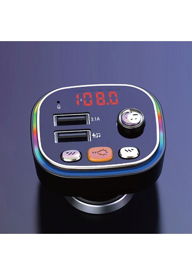 Xiyyadms C20 Araç Fm Vericisi: Çift Usb, Bluetooth 5.0, Renkli Işık, Mp3/wav Çalar Ve Elsfree Arama Aksesuarı