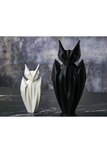 Gotik Siyah Ve Minimalist Beyaz Yarasa Heykel Seti - Dekoratif Ve Şık Tasarım 17 Cm & 11 Cm 2 Adet