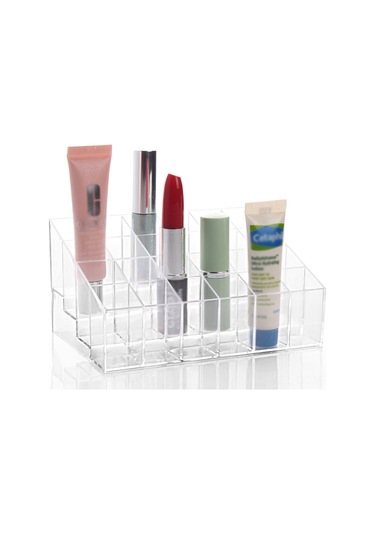 Qingmipy 24 Delikli Şeffaf Dudak Ruj Organizatörü - Masaüstü Kozmetik Depolama Kutusu, Rujları Düzenleyici Ve Gösterici A77