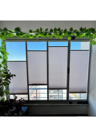Artiron Cam Balkon Ve Ofis Perdesi Plise Perde Katlanır Perde Vidalı Sistem Ekru