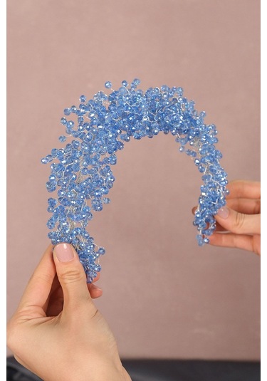 FdayAksesuar Kadın Gelinlere Özel Pollux Kristal Boncuklu Gelin Tacı Saç Aksesuarı FRDY31609