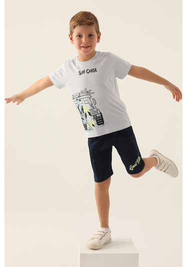 Rolypoly Surf Beyaz Erkek Çocuk Bermuda Takım 5274-42997 Beyaz