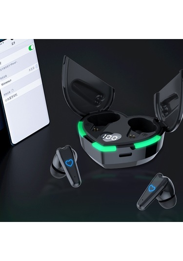 Digital Display Bluetooth-compatible 5.3 Tws Earphones + Heart Shape Charging Case - Red