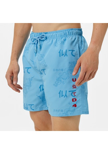 Unıted4 Classic Erkek Mavi Deniz Şortu Düz Surry Mavi