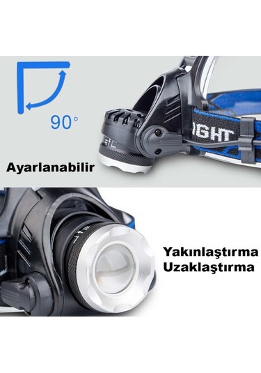 Alfalink Led Profesyonel Kafa Lambası 3 Mod, Şarjlı Kafa Lambası Siyah