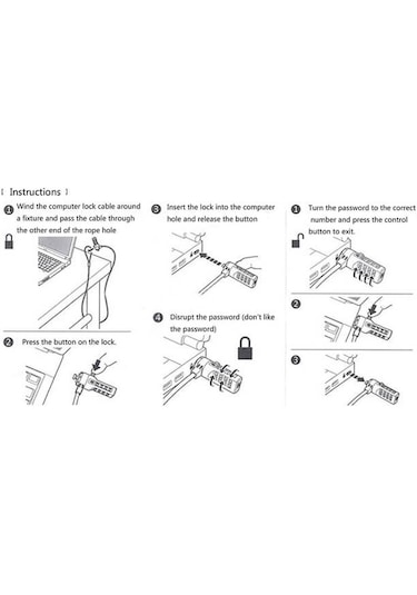 Şifreli Bilgisayar Laptop Kilit Notebook Kilidi 1.2 Metre