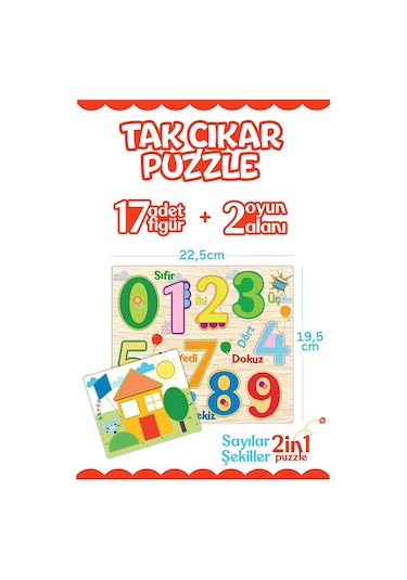 Fisher Price Tak Çıkar Puzzle Şekiller Sayılar 4 Adet