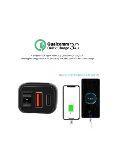 Pazly 12-24v Qc3.0 Motosiklet Hızlı Şarj Cihazı - Voltmetreli, Açma/kapama Düğmeli