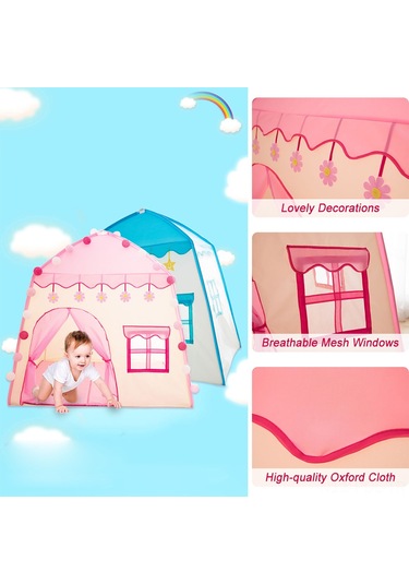 Padalink Mavi Çocuk Oyun Tavuğu - Dış Mekan/iç Mekan Kullanımı, Oxford Kumaş, 130x100x130 Cm, Prenses Ev Gibi Oyun Uzayı Mavi