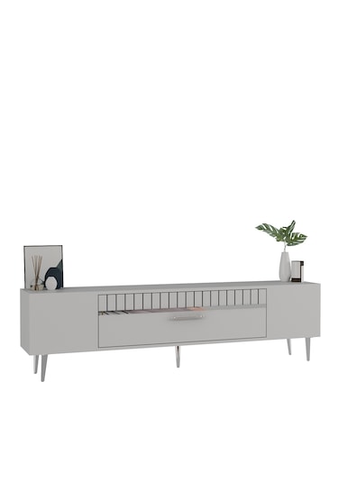 Bakü Tv Sehpası Tv Ünitesi Beyaz Gümüş