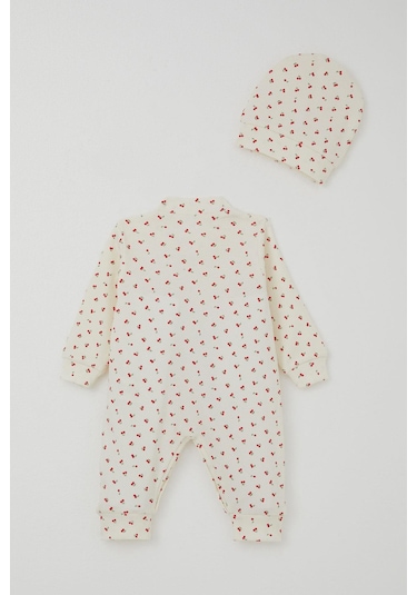 Breeze Kız Bebek Tulum Kiraz Bahçesi 0-6 Ay, Krem Krem
