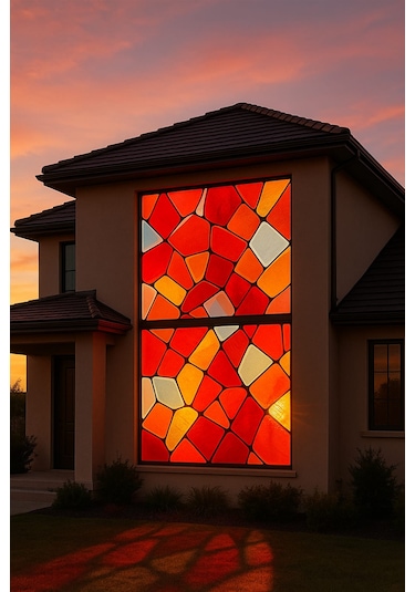 Vitray Desen Yapışkanlı Şeffaf Folyo 67cmx 2 Metre Turuncu