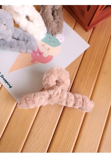 Peluş Tüylü Mandal Toka - Pembe