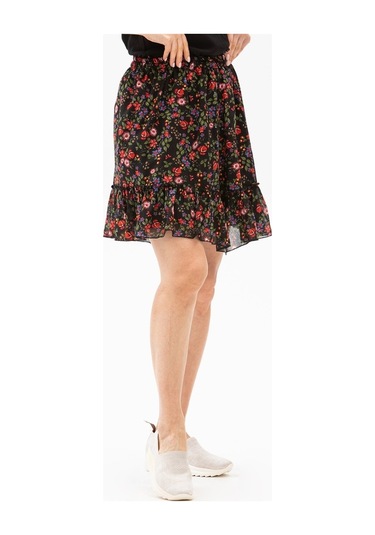 Buse Vual Kısa Etek Tomurcuk Desen Siyah 6162