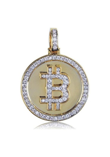 Mikro Açacağı Zirkon Bitcoin Kolye İlk B Mektup Charm Kolye Hip Hop Takı Hediye Kolye Kolyeler Altın - Beyaz