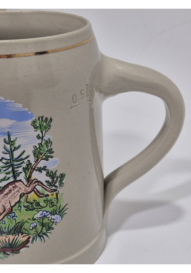 Vintage Tankart Ceylan Figürlü Alman Bira Bardağı 13,5cm