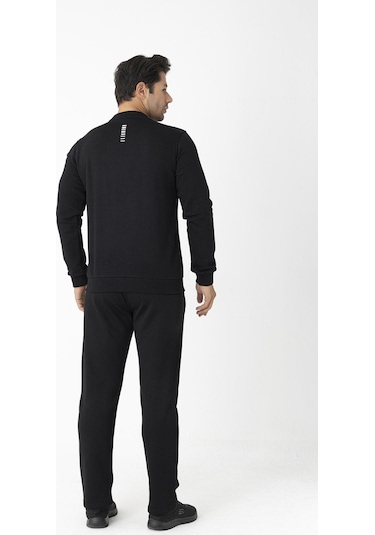 Erkek Pamuklu Kışlık Spor Sweatshirt Siyah