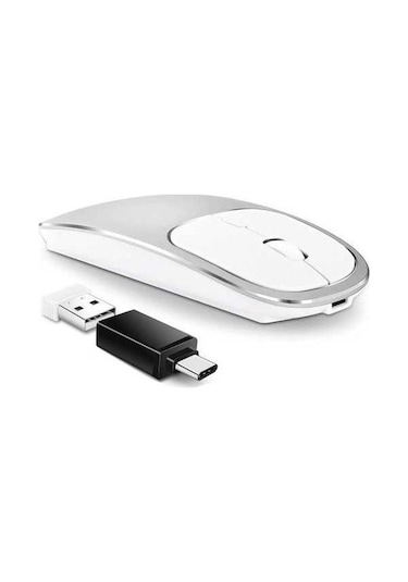 Prestigegoods Tip-c Adaptörlü 2.4g Kablosuz Optik Mouse, Şarj Edilebilir, Alüminyum, Usb & Type-c Uyumlu Diğer