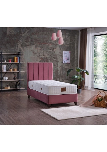 Rosalinda Tek Kişilik Baza + Başlık + Yatak Set 3 Lü Set Pembe