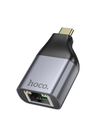 Hoco. Ua35 Tak Çalıştır Type-c To Rj45 100mbps Ethernet Dönüştürücü - Gri