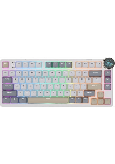 Royal Kludge N80 Low Profile Kablosuz Us Gaming Klavye Beyaz-gri