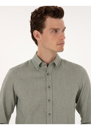 Pierre Cardin Erkek Yeşil Gömlek Desenli 50316768-vr054 Yeşil