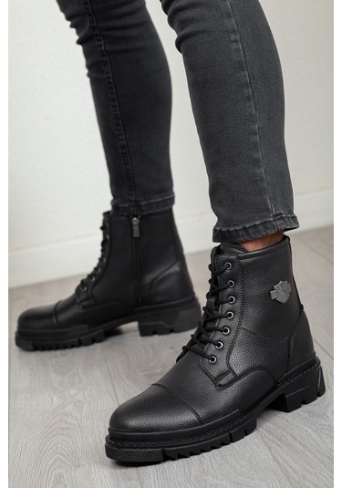 D114 Garantili Ürün Erkek Kışlık Soğuk Geçirmez Ortopedik Bot Siyah