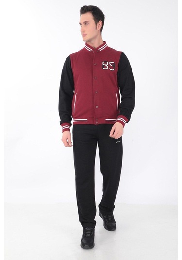 Erkek Kolej Ceket 3 Iplik Içi Fileli Kolej Ceket Bordo Siyah