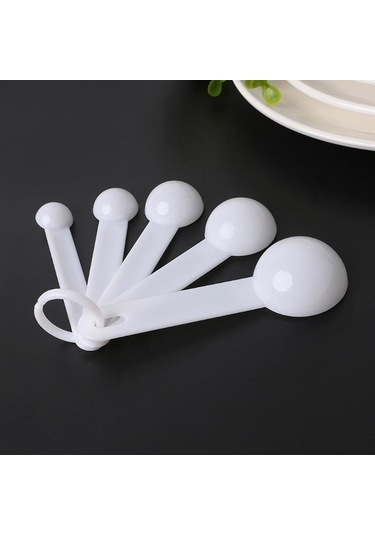 5 Adet Pişirme Pişirme Aletleri Plastik Ölçü Kaşığı Ölçü Kepçesi Ölçekli Siyah