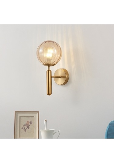 Novahub Yuvarlak Cam Led Duvar Lambası Otel/yatak Odası Başucu Oturma Odası, Krem Beyaz Abajur Beyaz