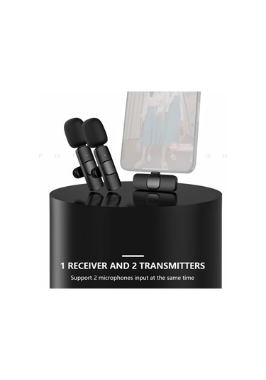 Mini Kablosuz Klipsli Yaka Mikrofonu Çok Yönlü Mikrofon 2 Verici 1 Alıcı Rüzgarlık Tipi C