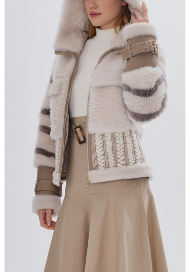 Valmenti Kadın Kürk Bej Mont 616 6602 Bn Kurk Sk24/25 Bej Bej