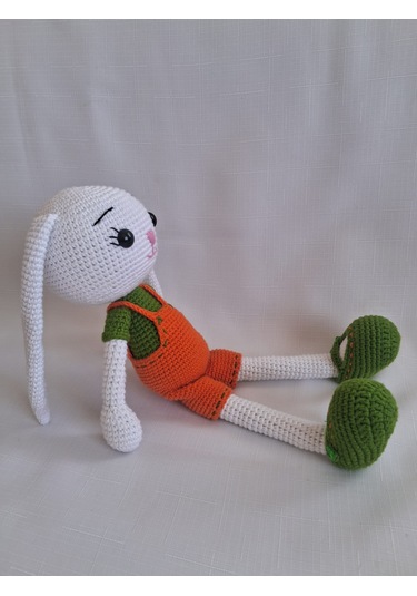 Amigurumi Yeşil Turuncu Uykucu Tavşan Oyuncak