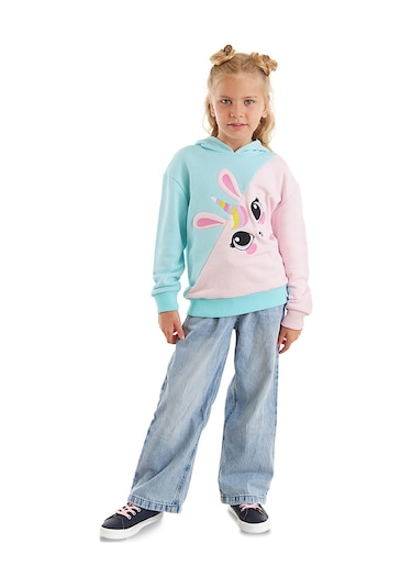 Denokids Unicorn Tavşan Kız Çocuk Sweatshirt Mint