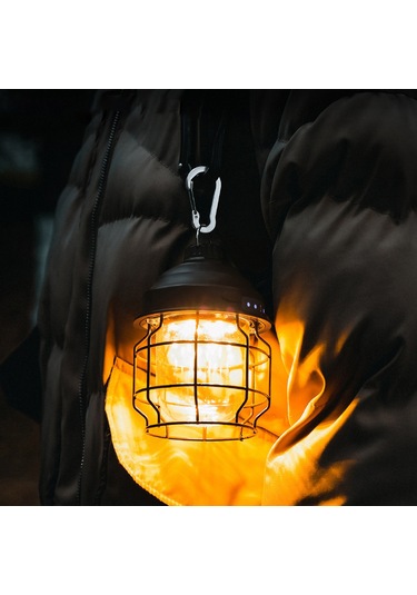 Shineyee Siyah Demir Cam Kapağı Kamp Lambası - Ipx4 Su Geçirmez, 3 Seviye Parlaklık, İç Li-pil Ve Kanca İle Taşınabilir Açık Hava Feneri Siyah