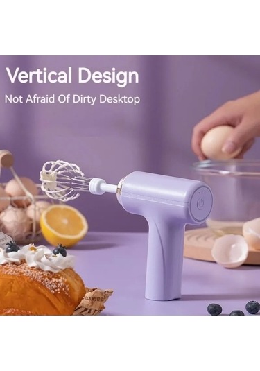 Ulzyvf Yumurta Yiyecek Taşınabilir Süt Pişirme Mutfak Mor Mor Mikseri Kremalı Köpürtücüler Kek Kablosuz Hız Hamuru Gereçleri Elektrikli Çırpıcı Adet 3 1 Hk Mor