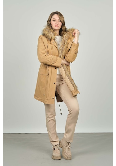 Veger Kadın Kapüşonlu Kaban 4223132 Camel