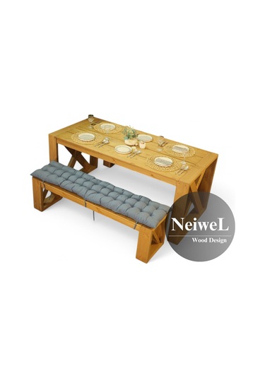 Neiwel Garden Mora Doğal Ahşap Banklı Bahçe Masa Takımı-100-200 Takım Açık Ceviz