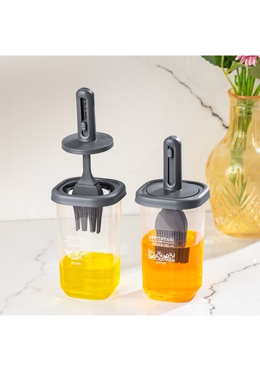 Porsima 0520 2'li Silikon Fırçalı Yağlık Yağdanlık 350 Cc Antrasi