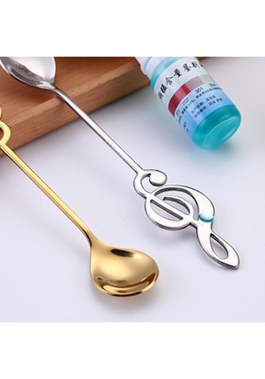 Siyah Paslanmaz Çelik Müzik Notaları Kahve Kaşığı Karıştırma Fincan Kaşık Müzik Çubuğu Dondurma Kaşığı Mutfak Aracı Kaşık Aksesuarları